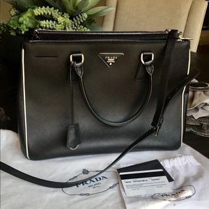 Prada Large Leather Galleria Tote Purse Authentic